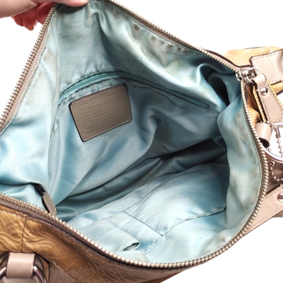 Coach Kristen Spectator Beige Leather Foldover Pocket Tote Bag w Hang Tag - Picture 5 of 8